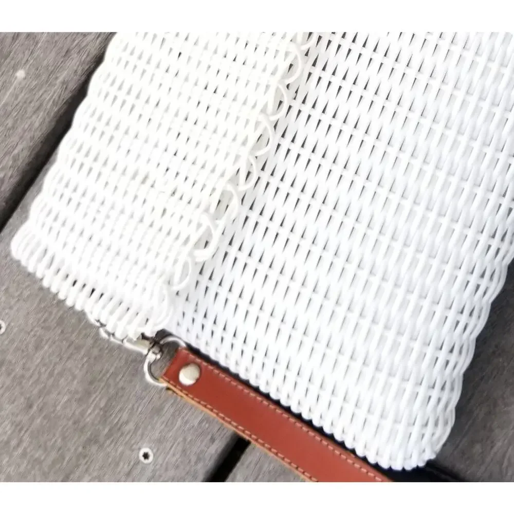 Salvi Earth Lia Clutch Purse White Plastic w/Handle 11.5 x 7 Recyled Sustainable